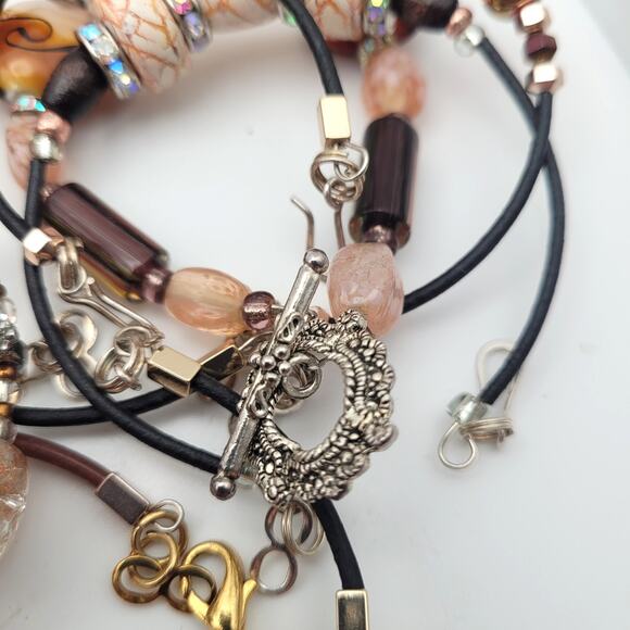 Fall Beaded Bracelet Lot of 21 Handmade Colorful Mixed Beads Wear or Repurpose - Picture 6 of 7